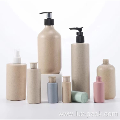 Custom Color Empty Wheat Straw Plastic Biodegradable Shampoo Bottle Lotion Bottle